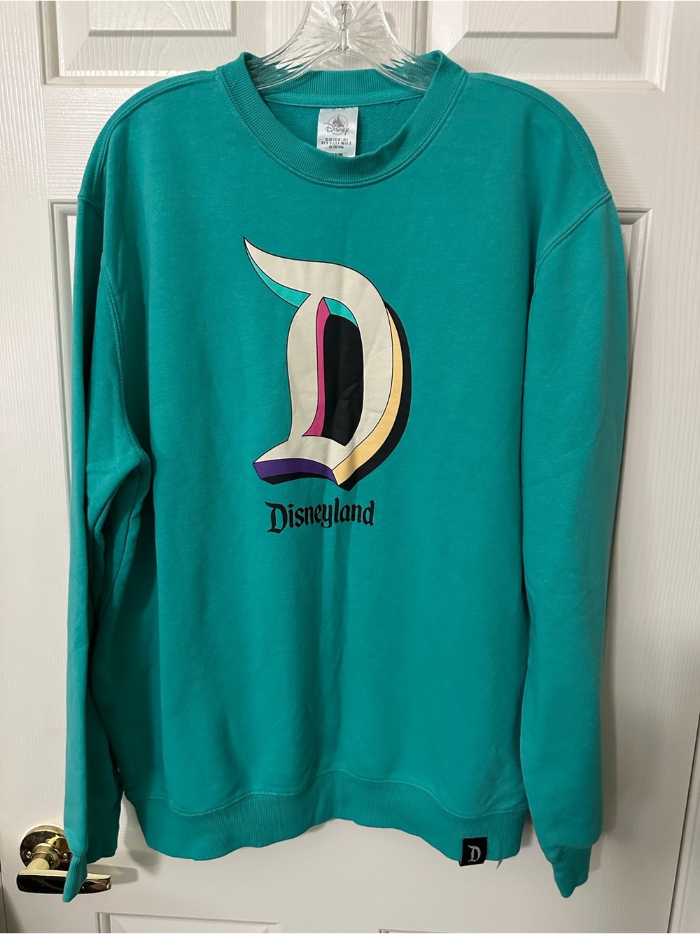 Disney Teal Crewneck with Multicolor 'D' Logo